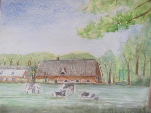 Farm at Leersum - aquarel - 30-40 cm