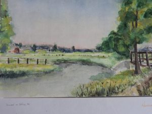 Landscape with river aquarel  30-40 cm