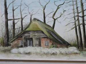 Farm In Winter  Aquarel  30 - 40 CM